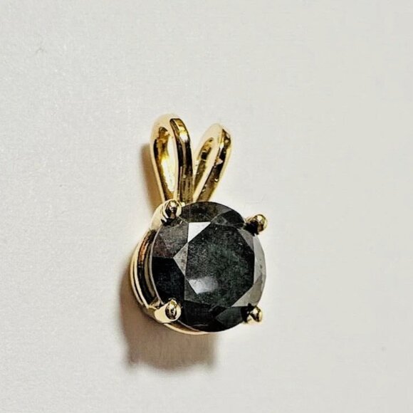 2.75ct Natural Black Diamond Pendant • 14K Yellow Gold (Chain Not Included) - Picture 13 of 15